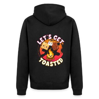Get Toasted S'more - Unisex Premium Bio Zip Hoodie - Schwarz - Hinten - Nico (187cm)