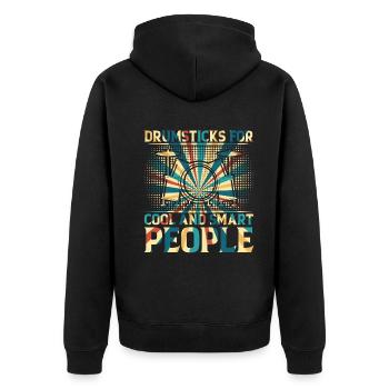 Drumsticks For Cool And Smart People - Drummer Mus - Unisex Premium Organic Zip Hoodie - black - Back - Nico (187cm)