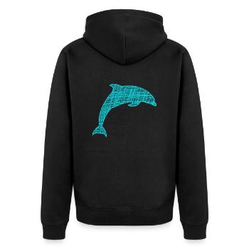 Delfin Dolphin - Unisex Premium Bio Zip Hoodie - Schwarz - Hinten - Nico (187cm)
