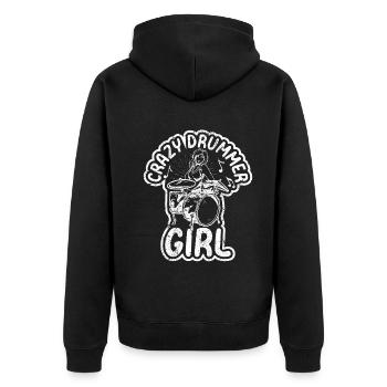 Crazy Drummer Girl Drum Player Drumming Drummer - Unisex Premium Bio Zip Hoodie - Schwarz - Hinten - Nico (187cm)