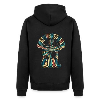 Drum Player Girls - Crazy Drummer Girl - Unisex Premium Bio Zip Hoodie - Schwarz - Hinten - Nico (187cm)