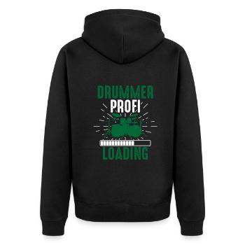 Batteur Professionnel Chargement Funny Drum Player - Veste à capuche bio Premium Unisexe - noir - Dos - Nico (187cm)