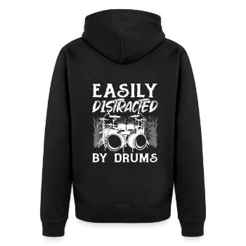 Drummer Musician Drums - Facilement distrait par Drum - Veste à capuche bio Premium Unisexe - noir - Dos - Nico (187cm)