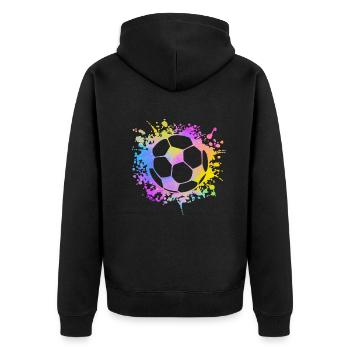Fußball Ball Aquarell Trainer Fußball - Unisex Premium Bio Zip Hoodie - Schwarz - Hinten - Nico (187cm)