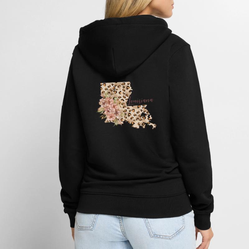 Louisiana leopard pattern map Unisex Premium Organic Zip Hoodie