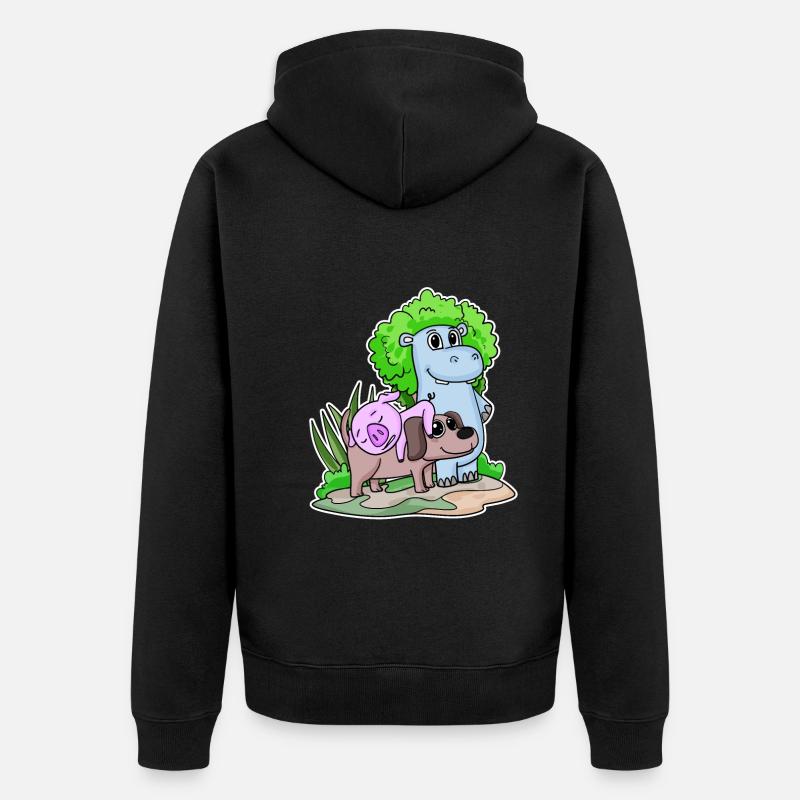Animaux mignons - Veste à capuche bio Premium Unisexe - noir