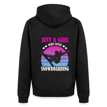 Snowboarder Girl - Just A Girl Who Loves Snowboard - Unisex Premium Bio Zip Hoodie - Schwarz - Hinten - Nico (187cm)