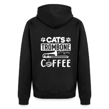 Trombone de café pour chat Tromboniste et amateur de chat Tromb - Veste à capuche bio Premium Unisexe - noir - Dos - Nico (187cm)