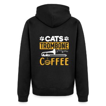 Trombone de café pour chat Tromboniste et amateur de chat Tromb - Veste à capuche bio Premium Unisexe - noir - Dos - Nico (187cm)