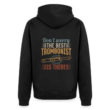 Don't Worry The Best Trombonist Is There Trombone - Unisex Premium Bio Zip Hoodie - Schwarz - Hinten - Nico (187cm)