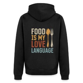 Food Is My Love Language Cooks Chef Instruments Ki - Unisex Premium Bio Zip Hoodie - Schwarz - Hinten - Nico (187cm)