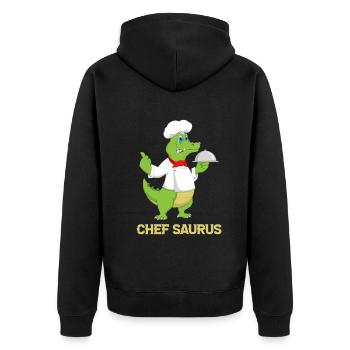Chef Saurus Kitchen Cook Dinosaur Lover Restaurant - Unisex Premium Organic Zip Hoodie - black - Back - Nico (187cm)