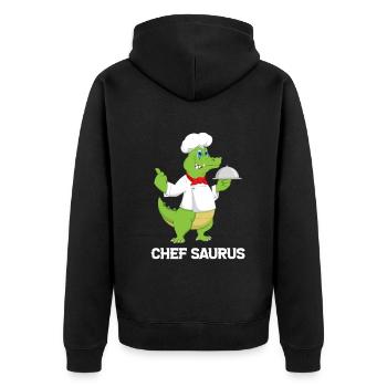 Chef Saurus Kitchen Cook Dinosaur Lover Kitchen Co - Unisex Premium Organic Zip Hoodie - black - Back - Nico (187cm)