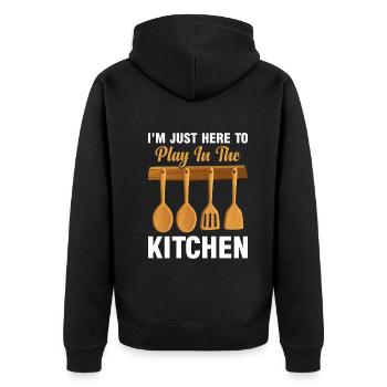 I'm Just Here To Play In The Kitchen Chef Kitchen - Unisex Premium Organic Zip Hoodie - black - Back - Nico (187cm)