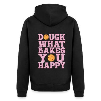 Dough What Bakes You Happy Bäckerei - Unisex Premium Bio Zip Hoodie - Schwarz - Hinten - Nico (187cm)