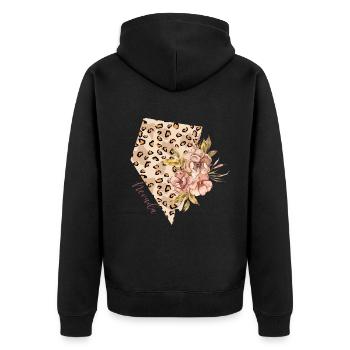 Nevada Leopard-muster Karte Leo - Unisex Premium Bio Zip Hoodie - Schwarz - Hinten - Nico (187cm)