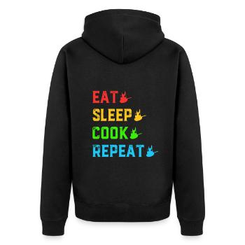 Eat Sleep Cook Repeat Grilling Barbecue Cooking An - Unisex Premium Organic Zip Hoodie - black - Back - Nico (187cm)