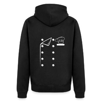 Chef Costume Culinary Chef Cooks Instruments Resta - Unisex Premium Bio Zip Hoodie - Schwarz - Hinten - Nico (187cm)