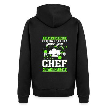 Je n’ai jamais rêvé de devenir un chef super sexy - Veste à capuche bio Premium Unisexe - noir - Dos - Nico (187cm)