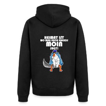 Nordsee - Unisex Premium Bio Zip Hoodie - Schwarz - Hinten - Nico (187cm)