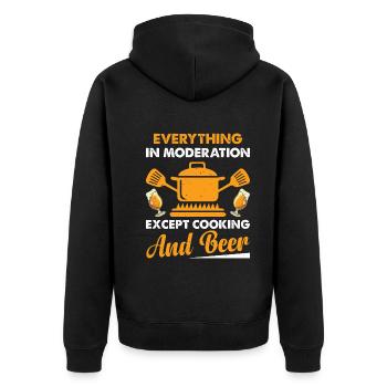 Tout avec modération sauf la cuisine et la bière m - Veste à capuche bio Premium Unisexe - noir - Dos - Nico (187cm)