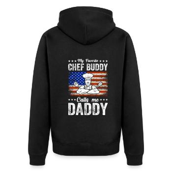 My Favorite Chef Buddy Calls Me Daddy Kitchen Food - Unisex Premium Organic Zip Hoodie - black - Back - Nico (187cm)