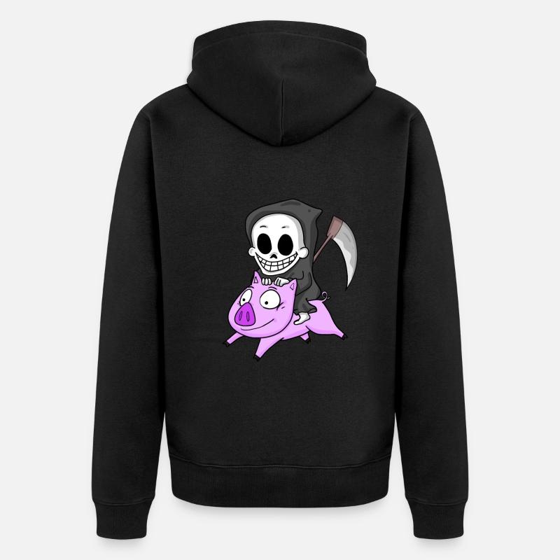 Sensenmann Schwein - Unisex Premium Bio Zip Hoodie - Schwarz