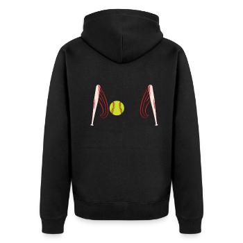 Mädchen Frieden Liebe Softball - Unisex Premium Bio Zip Hoodie - Schwarz - Hinten - Nico (187cm)