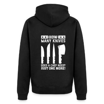 How Many Knives Does A Chef Need? Just One More! C - Unisex Premium Organic Zip Hoodie - black - Back - Nico (187cm)