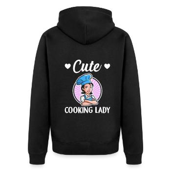 Cute Cooking Lady Cute Lady Cooking Chefs Restaura - Unisex Premium Bio Zip Hoodie - Schwarz - Hinten - Nico (187cm)