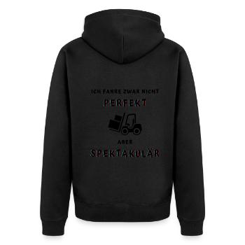 Azubi Gabelstapler Logistik Spektakulär - Unisex Premium Bio Zip Hoodie - Schwarz - Hinten - Nico (187cm)