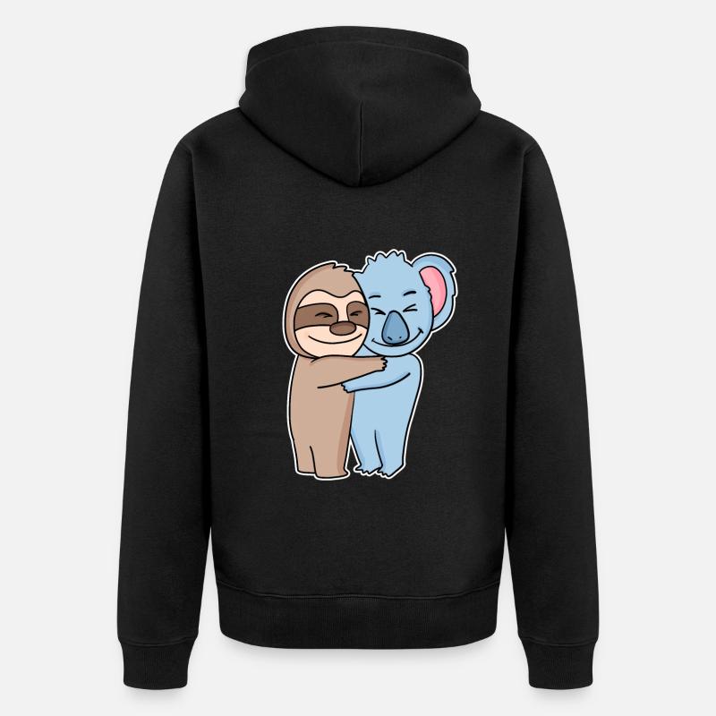 Dovendyr og koala krammer - kram - Premium økologisk unisex-hættejakke - sort