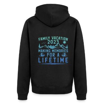 Vacances d’été en famille Créer des souvenirs - Veste à capuche bio Premium Unisexe - noir - Dos - Nico (187cm)