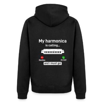 Mon harmonica m’appelle et je dois aller orgue à bouche - Veste à capuche bio Premium Unisexe - noir - Dos - Nico (187cm)