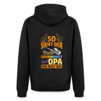 What The Best Saxophonist And Grandpa In The World - Unisex Premium Bio Zip Hoodie - Schwarz - Hinten - Nico (187cm)