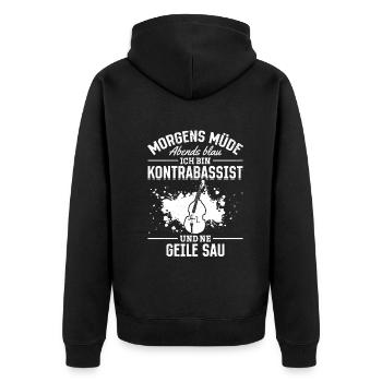 I'm A Double Bass Player And A Horny Pig Play Doub - Unisex Premium Bio Zip Hoodie - Schwarz - Hinten - Nico (187cm)