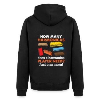 How Many Harmonicas Does A Harmonica Player Needs? - Unisex Premium Organic Zip Hoodie - black - Back - Nico (187cm)