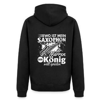 Where Is My Saxophone You Fools The King Want Saxo - Unisex Premium Bio Zip Hoodie - Schwarz - Hinten - Nico (187cm)