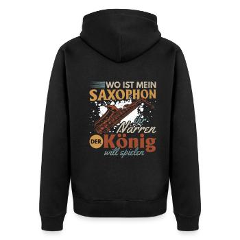 Where Is My Saxophone You Fools The King Want Saxo - Unisex Premium Bio Zip Hoodie - Schwarz - Hinten - Nico (187cm)
