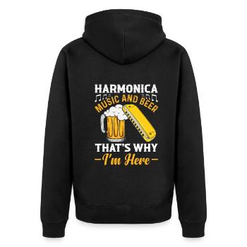 Harmonica Music And Beer That's Why Im Here Harmon - Unisex Premium Organic Zip Hoodie - black - Back - Nico (187cm)