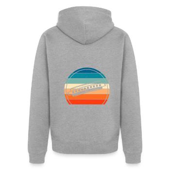 Sunset et harmonica Harmoniciste Instrument de musique - Veste à capuche bio Premium Unisexe - gris chiné - Dos - Nico (187cm)