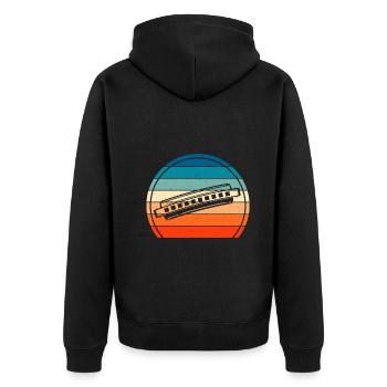 Sunset et harmonica Harmoniciste Instrument de musique - Veste à capuche bio Premium Unisexe - noir - Dos - Nico (187cm)