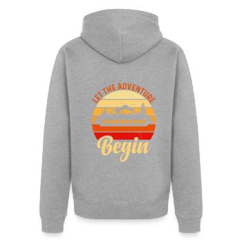 Let The Adventure Begin Harmonica Musician Harmoni - Unisex Premium Bio Zip Hoodie - Grau meliert - Hinten - Nico (187cm)