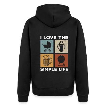 I Love The Simple Life - Happy Fathers Day - Unisex Premium Organic Zip Hoodie - black - Back - Nico (187cm)