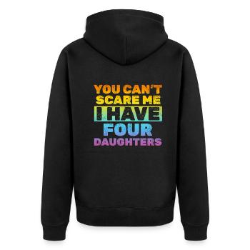 You Can't Scare Me I Have Four Daughters - Dad Of - Unisex Premium Bio Zip Hoodie - Schwarz - Hinten - Nico (187cm)