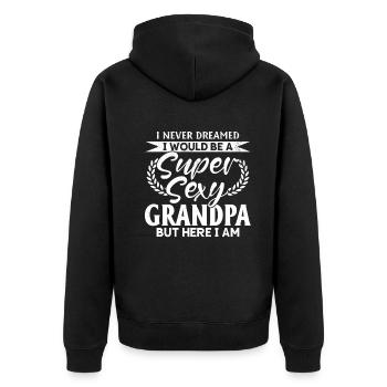 Super Sexy Grandpa - Funny Fathers Day - Unisex Premium Bio Zip Hoodie - Schwarz - Hinten - Nico (187cm)
