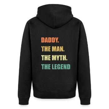 Father's Day Ideas - Daddy. The Man. The Myth. The - Unisex Premium Bio Zip Hoodie - Schwarz - Hinten - Nico (187cm)