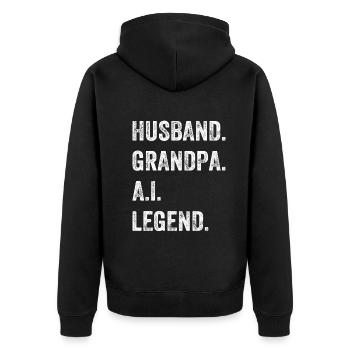 Mari. Papi. A.I. Légende. - Grand-père Ai Artifi - Veste à capuche bio Premium Unisexe - noir - Dos - Nico (187cm)