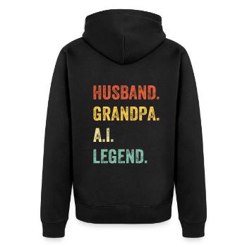 Husband. Grandpa. A.I. Legend. - Ai Artificial Int - Unisex Premium Organic Zip Hoodie - black - Back - Nico (187cm)