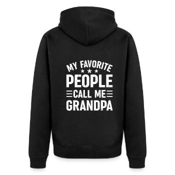Mes gens préférés m’appellent grand-père - Fête des pères - Veste à capuche bio Premium Unisexe - noir - Dos - Nico (187cm)